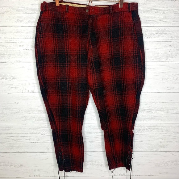 Woolrich Pants Vintage 94s 50s Red Plaid Wool Hunting Pants Poshmark